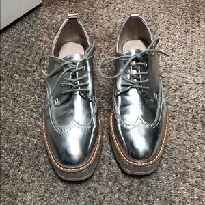 Zara Silver Platform Oxfords